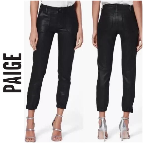 PAIGE Denim - NWT PAIGE | SZ 23 - 27 | Mayslie Joggers Black Coated Cropped Jeans